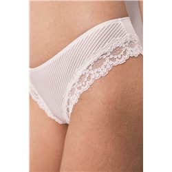 Braga clásica microfibra rayada y encaje blanco