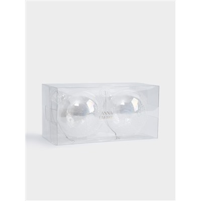 Игрушка елочная, 2 шт, 8 см, стекло, перламутр, Шар с изморозью, New year