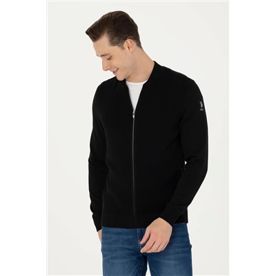 Erkek Siyah Basic Triko Hırka