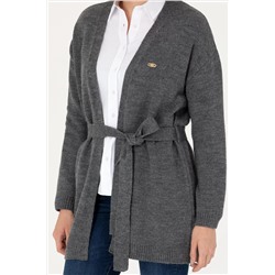 Kadın Gri Melanj Triko Hırka