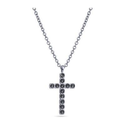 Кулон Теннис (кристаллы SW темно-серые 4мм; покрытие родий) 50-55см, Есть комплект