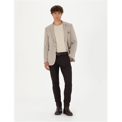 Bej Ekstra Slim Fit Spor Ceket