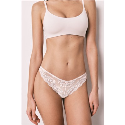 Tanga modal y encaje rosa