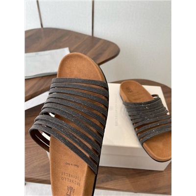 Стильные женские шлепки с цепочками БРУНЕЛЛ*О КУЦИНЕЛЛ*И