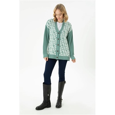 Kadın Mint Triko Hırka