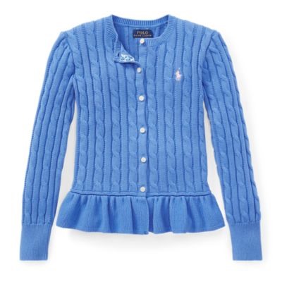 GIRLS 7-16 Cotton Peplum Cardigan