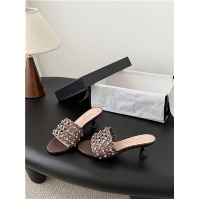 Женские шлепки / мюли  на элегантном каблучке 5 цветов ШАНЕЛ*Ь