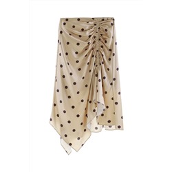 Falda drapeada de seda Beige y negro