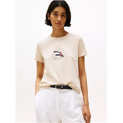 Embroidered Wavy Flag Logo T-Shirt