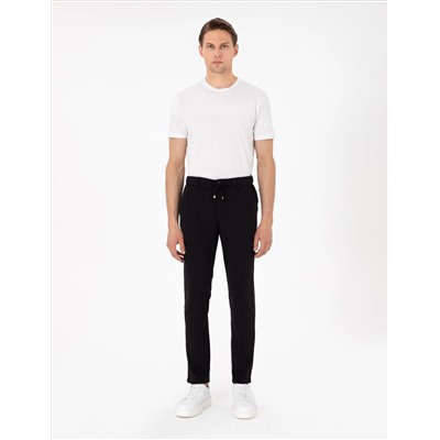 Siyah Slim Fit Esnek Jogger Kanvas Pantolon