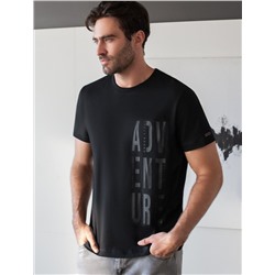 Футболка полуприлегающего кроя с принтом из премиального хлопка