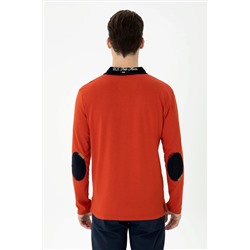 Erkek Kiremit Polo Yaka Sweatshirt