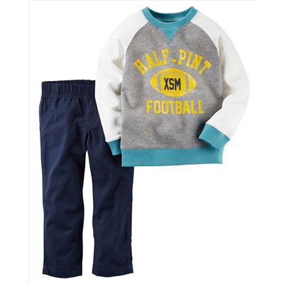 2-Piece Raglan French Terry Top & Canvas Pant Set