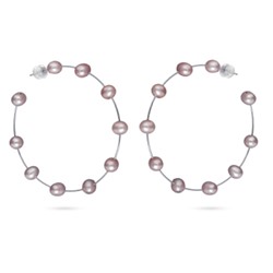 Серьги (жемчуг лососевый 7мм; покрытие родий), Есть комплект