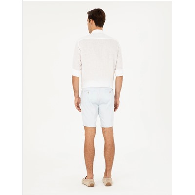 Mavi Slim Fit Dokuma Şort
