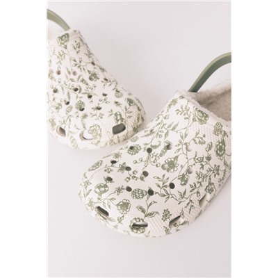 Zapatillas casa flores verde