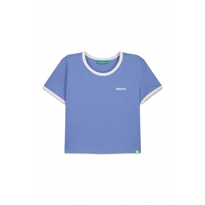 Camiseta lisa manga corta 100% algodón azul