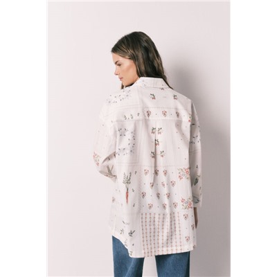 Camisa manga larga popelín estampado floral
