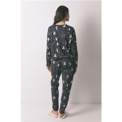 Pijama largo 100% algodón gris El Principito