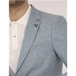 Mavi Keten Karışımlı Spor Ceket