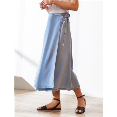 Юбка миди на запах А-силуэта из джинсового лиоцелла