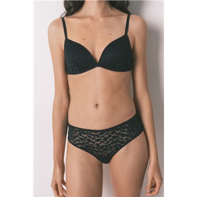 Braga ancha brasileña encaje negra