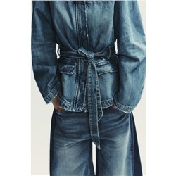 CHAQUETA LARGA DENIM TRF