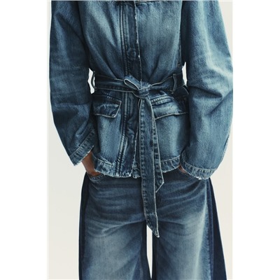CHAQUETA LARGA DENIM TRF