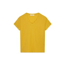 Camiseta manga corta canalé lurex dorado