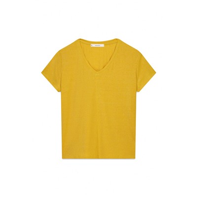 Camiseta manga corta canalé lurex dorado