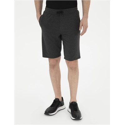 Antrasit Melanj Slim Fit Örme Şort