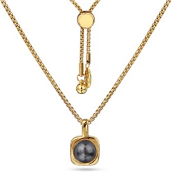 Кулон Теннис (Майорка темно-серая 8мм; покрытие золото) 70см, Есть комплект