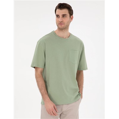 Yeşil Comfort Fit Basic Tişört