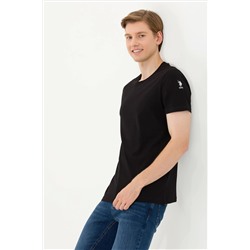 Erkek Siyah Basic Bisiklet Yaka Tişört