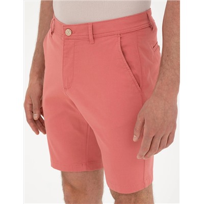 Pembe Slim Fit Dokuma Şort
