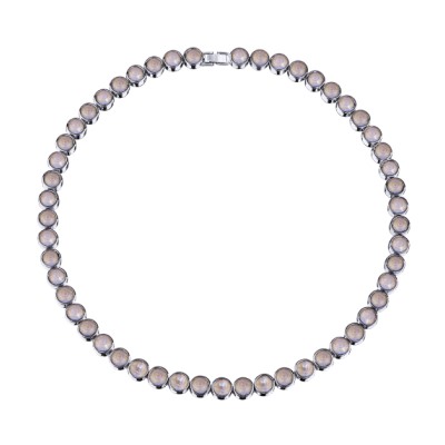 Колье Теннис (кристаллы SW пыльная роза 6мм; покрытие родий) 44-49см, Есть комплект