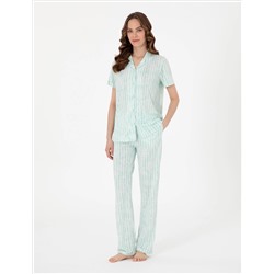 Mint Kısakollu Gömlek Pijama Takımı