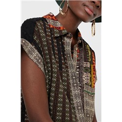 Camisa manga corta cenefa africana