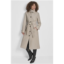 FAUX LEATHER LONG TRENCH