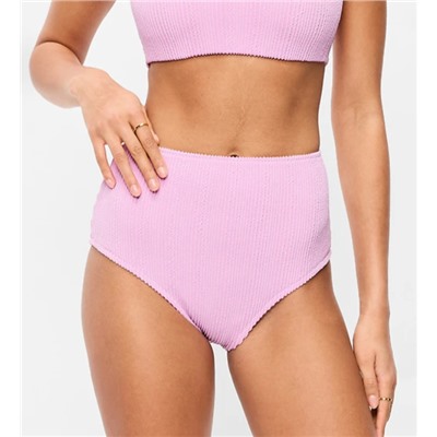 High-Waisted Ribbed Bikini Swim Bottoms