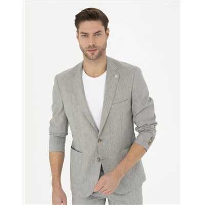 Açık Yeşil Ex. Slim Fit Keten Karışımlı Ceket
