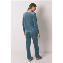 Pijama largo terciopelo verde