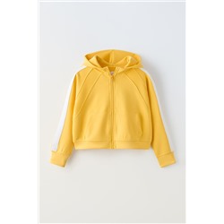 CONTRAST STRIPE CROPPED HOODIE