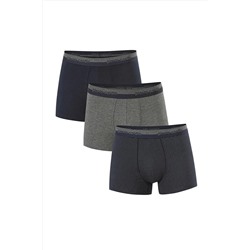 Pierre Cardin Lacivert Gri Pamuklu Likralı 3'lü Erkek Boxer