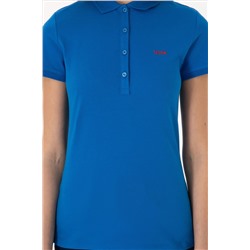 Kadın Kobalt Mavi Basic Polo Yaka Tişört