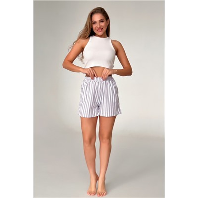 Шорты женские домашние в полоску серые