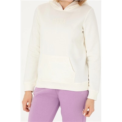 Kadın Ekru Kapüşonlu Basic Sweatshirt