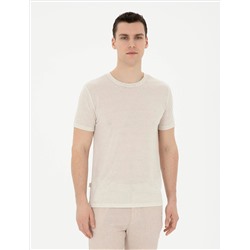 Bej Slim Fit Basic Tişört