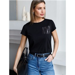 Нарядная футболка с принтом пайетками