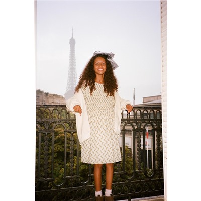 FLORAL DOTTED MESH DRESS